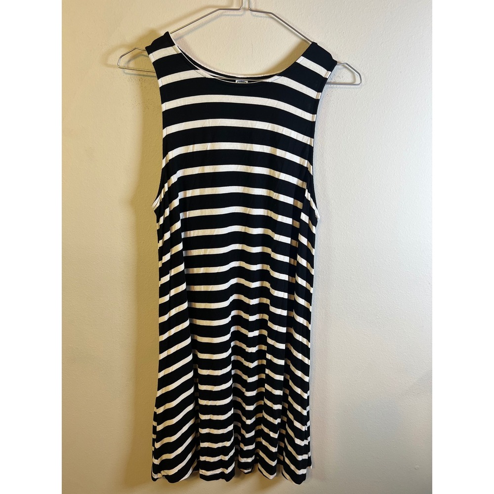 Old Navy Womens Swing‎ Dress Horizontal Striped Black White M Petite